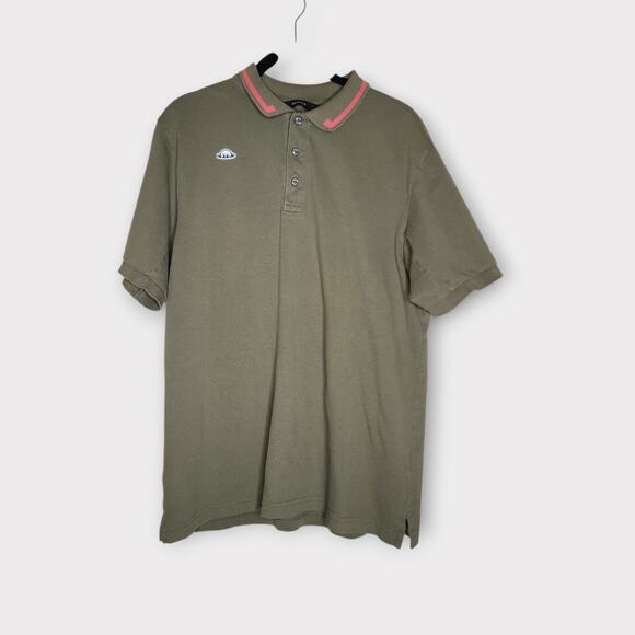 Radmor Golf Raty Olive Green Polo Pink Stripe Collar Preppy Men's Medium - Picture 1 of 8